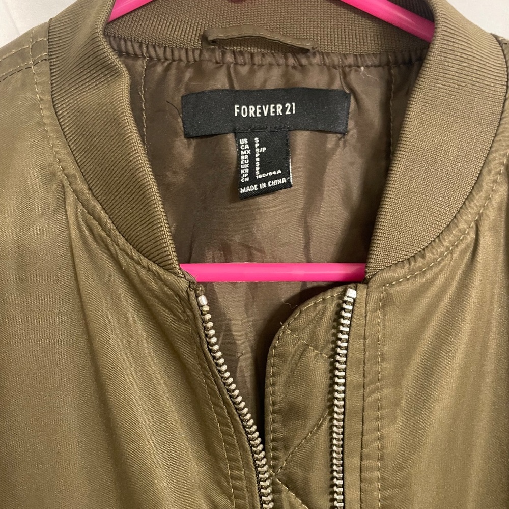 Forever21 Green Rain Jacket Sz S Long Sleeve Zipper Coat Puffer - Picture 4 of 6